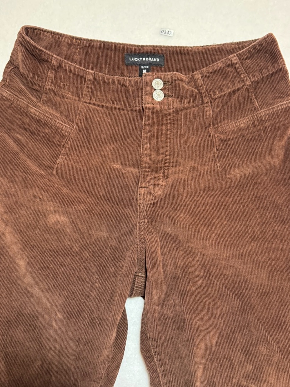 Lucky Brand Stevie High Rise Corduroy Flare Pants Brown Women’s Sz 12/31R - Picture 3 of 14